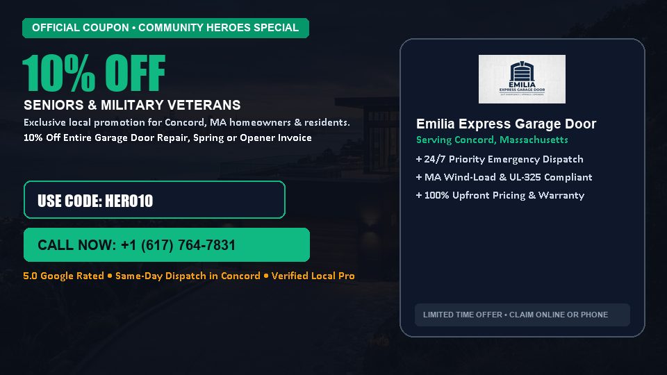 10% OFF Senior, Military & First Responder Discount in Concord, MA - Emilia Express Garage Door